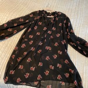 Zara Medium sheer shirt dress with tie neck
